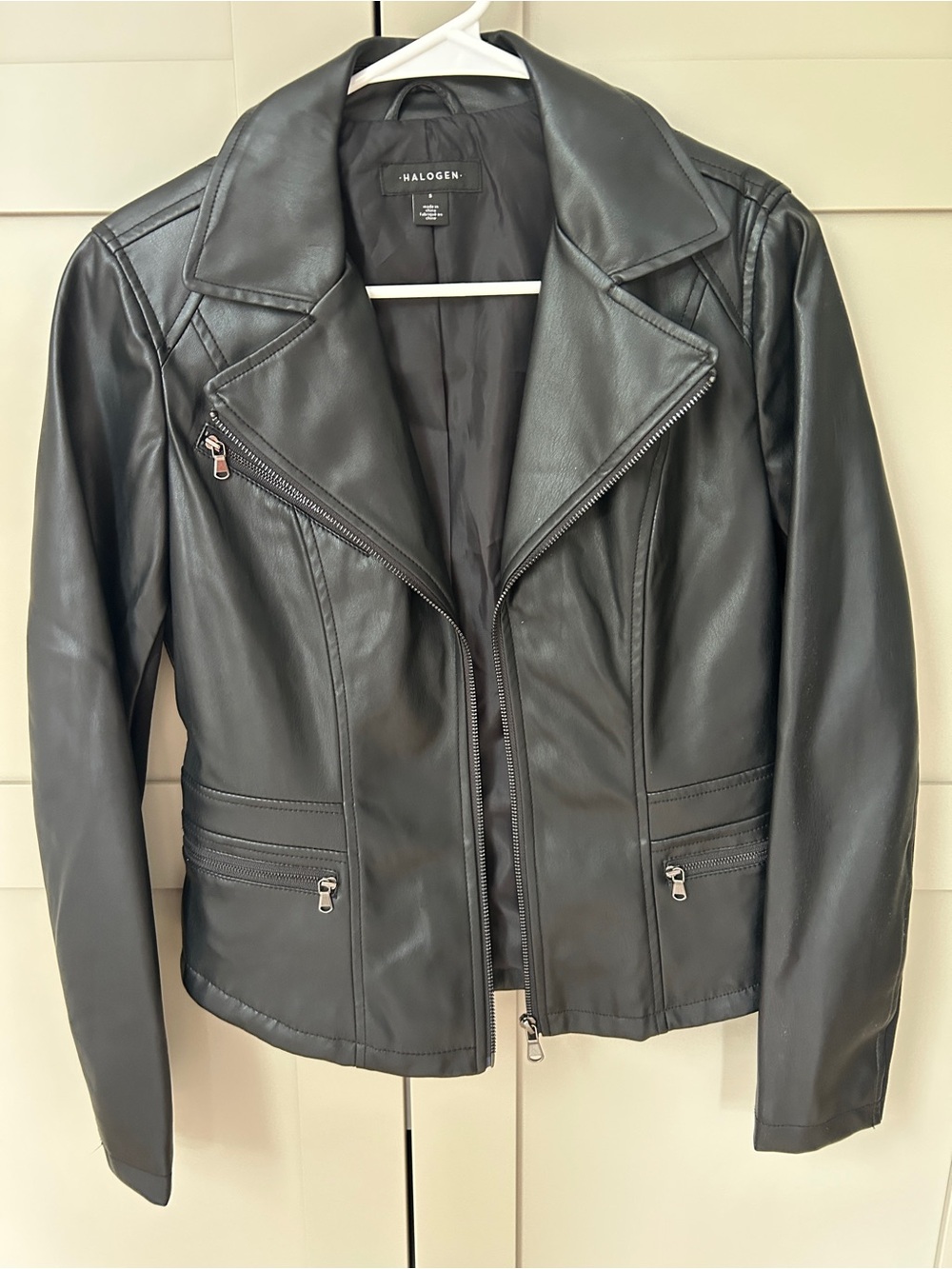 Halogen Black Faux Leather Moto-Style Jacket
